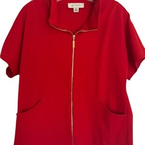 St. John Red Zip-Up Women's Top